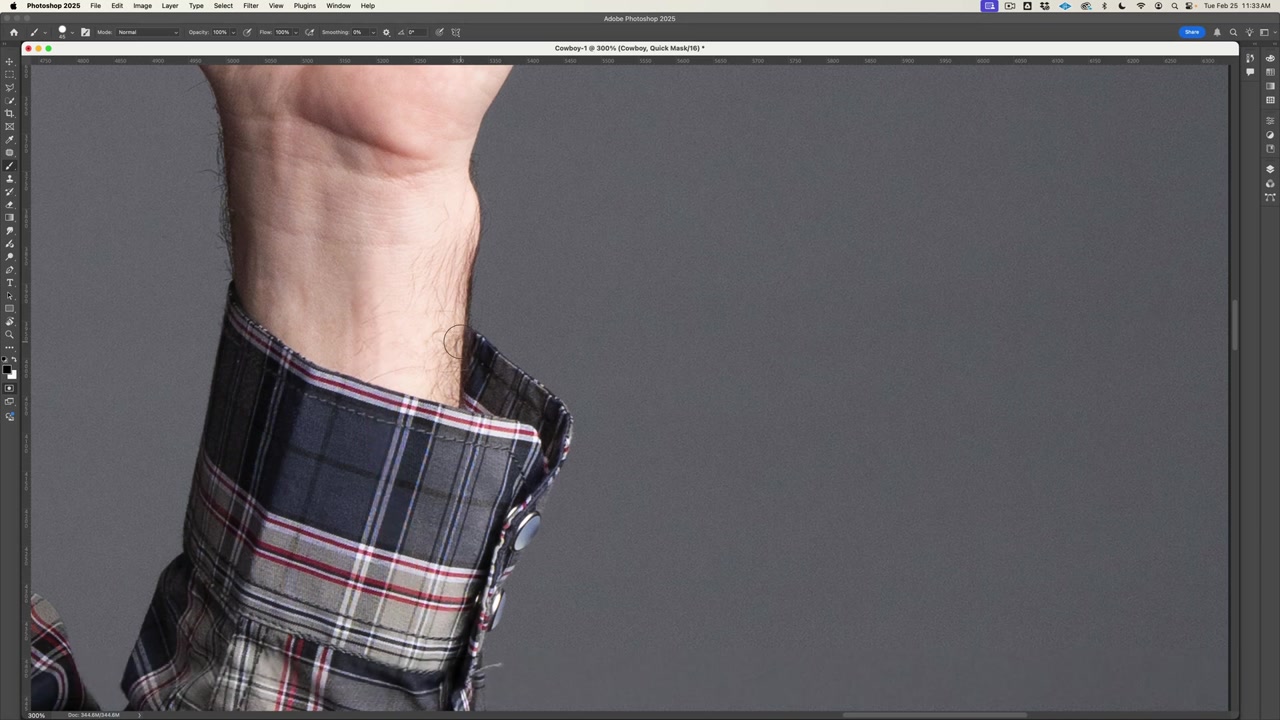 Selecting the cowboy subject in Quick Mask mode