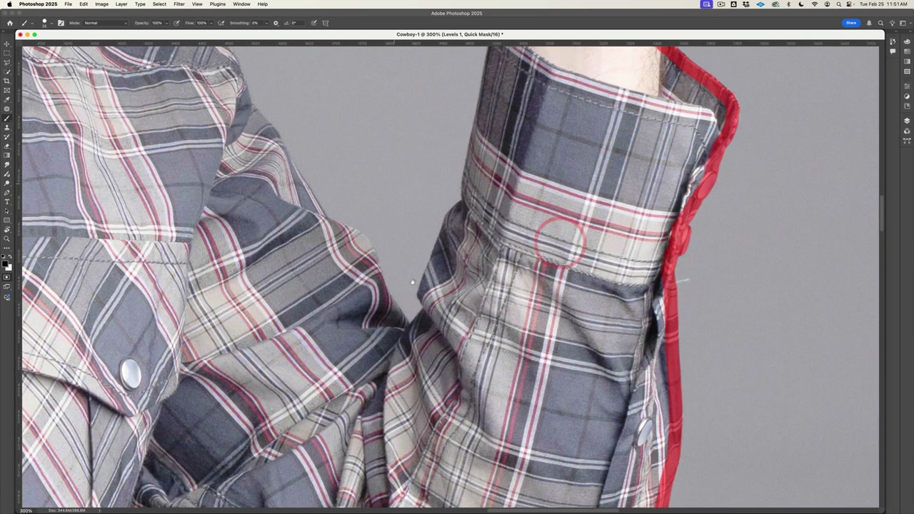 Refining selection edges around the shirt collar