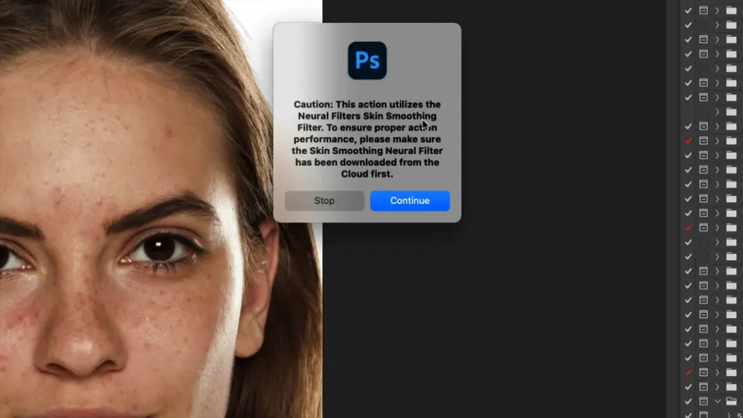 Portrait Retouching panel dialog