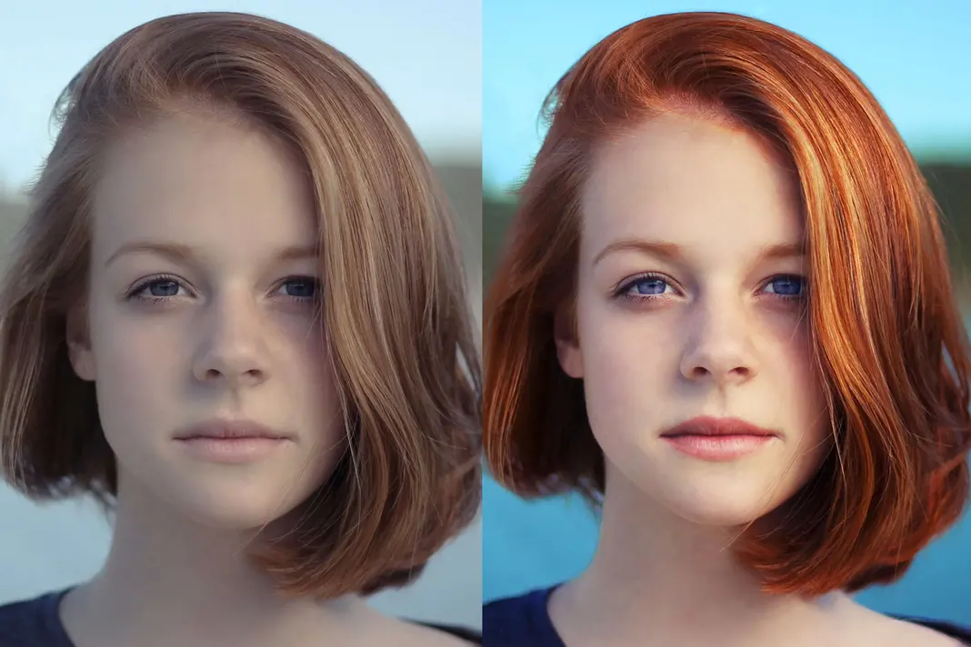 How To Make Colors Pop in Photoshop - image of girl before and after