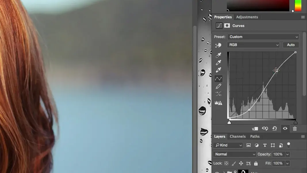 adjusting the curve in Photoshop