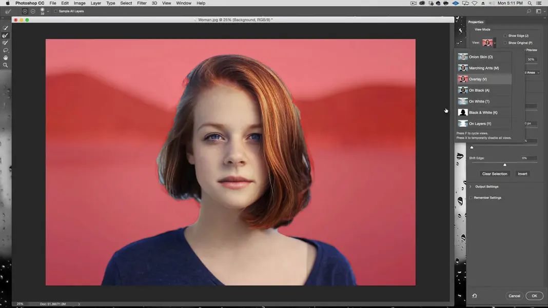 selecting the background in Photoshop