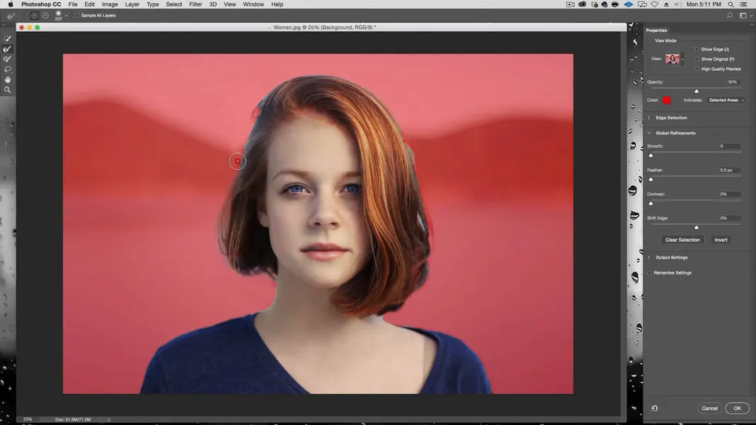 tweaking the background selection in photoshop