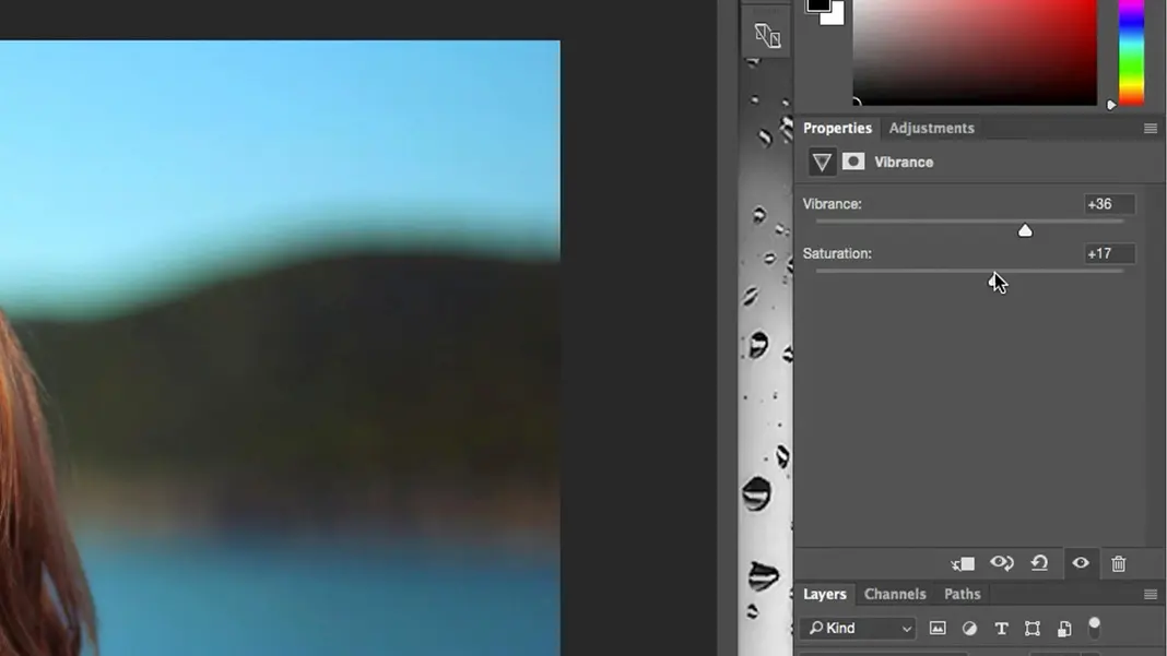 saturation slider in Photoshop