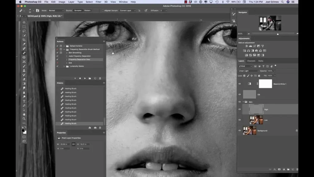 healing brush being used in Photoshop