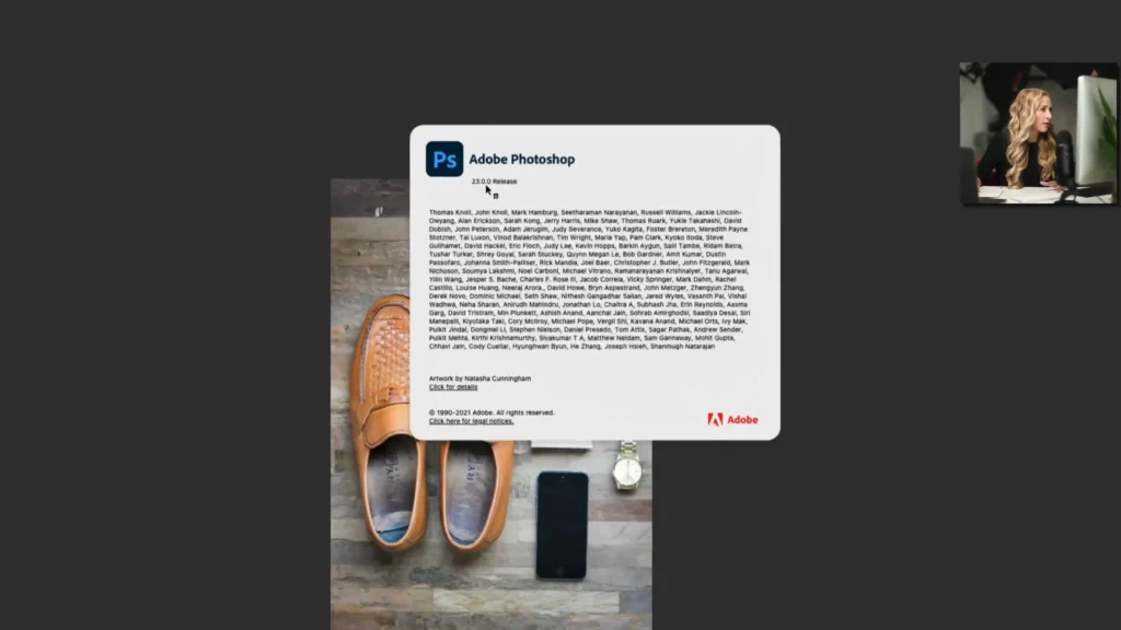 Adobe Photoshop version screen