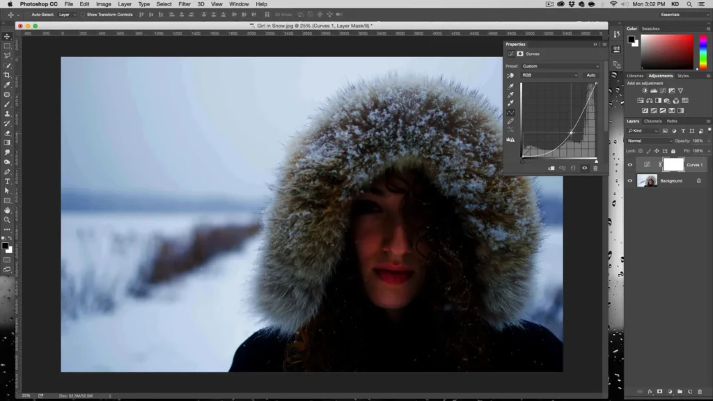 woman in winter coat without lens flare