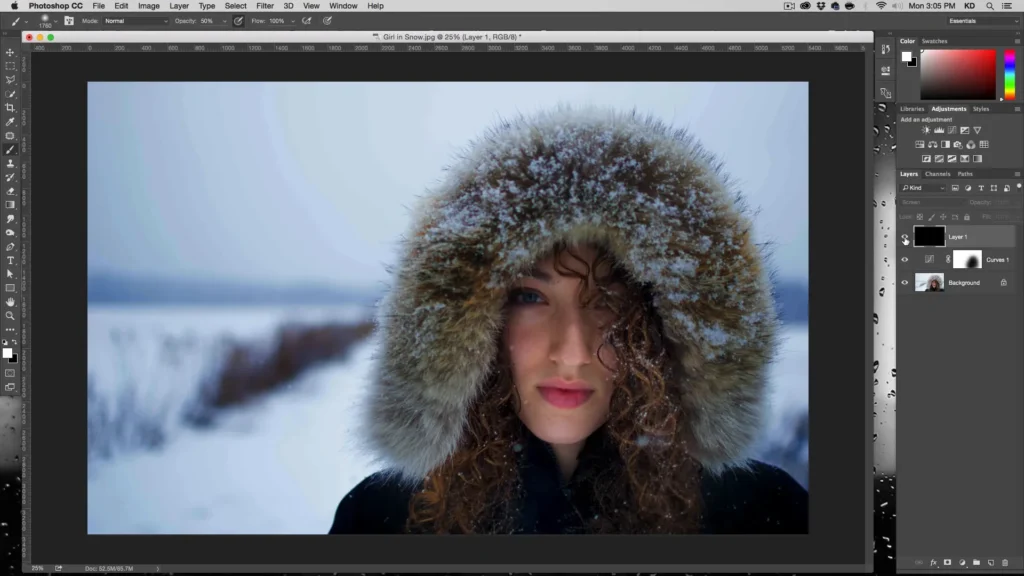 adding a lens flare layer in Photoshop