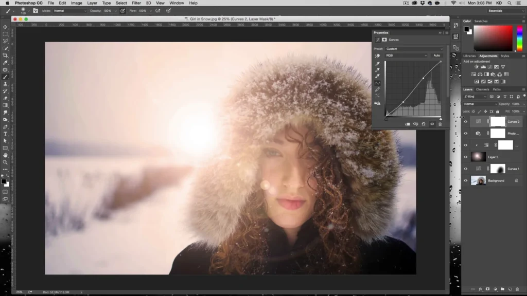 adding post-vignetting via a curve in Photoshop